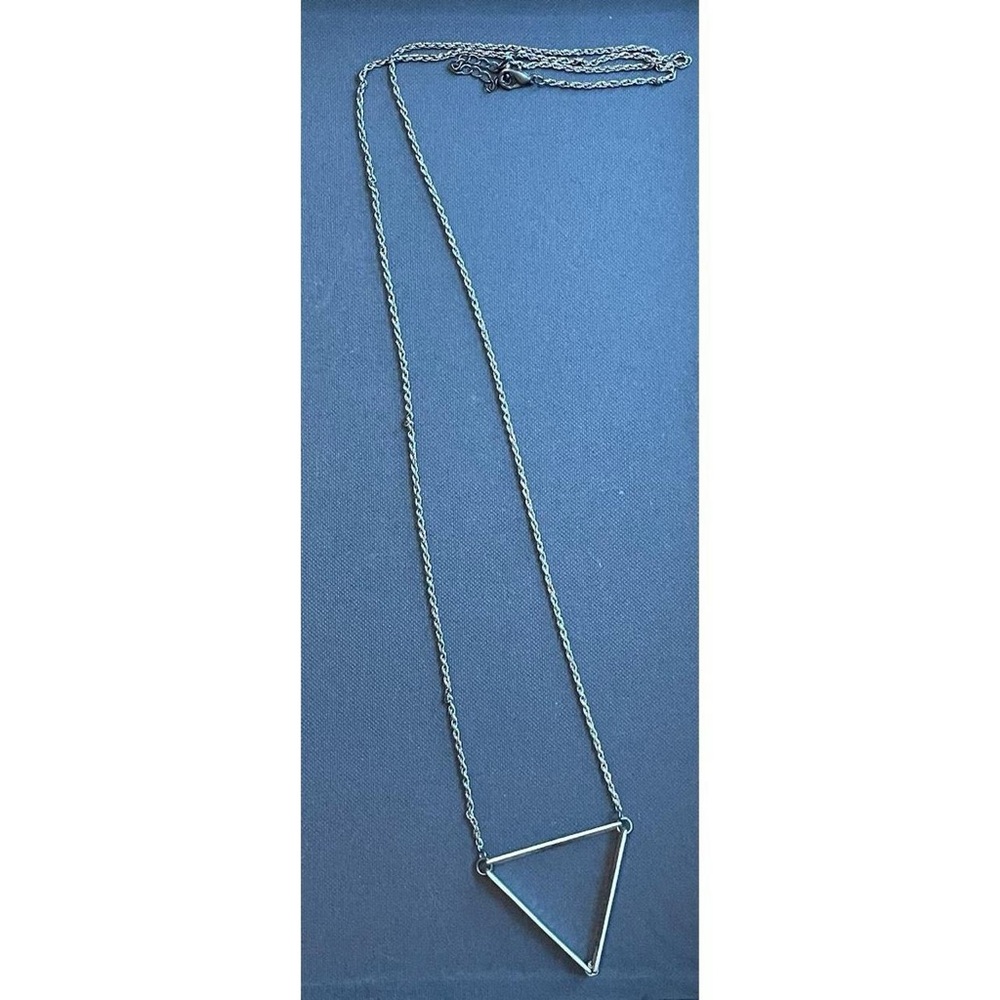 Modern Silver Brass Geometric Necklace with Triangle Pendant